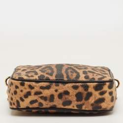 Pre Owned حقيبة سلسلة دولتشي أند غابانا طبعة فهد قماش مطلي بني/بيج