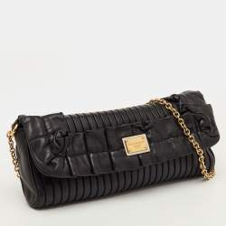 Pre Owned حقيبة كلتش دولتشي آند غابانا جلد أسود مطوي بسلسلة