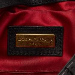 Pre Owned حقيبة كلتش دولتشي آند غابانا جلد أسود مطوي بسلسلة