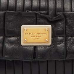Pre Owned حقيبة كلتش دولتشي آند غابانا جلد أسود مطوي بسلسلة