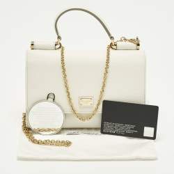 Pre Owned محفظة دولتشي أند غابانا ميس سيسيلي بسلسلة جلد أبيض