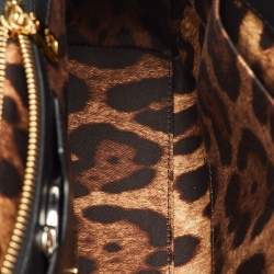 Pre Owned حقيبة دولتشي أند غابانا لوسيا جلد أسود مرصعة يد علوية