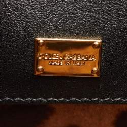 Pre Owned حقيبة دولتشي أند غابانا لوسيا جلد أسود مرصعة يد علوية