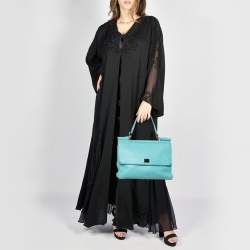 Pre Owned حقيبة دولتشي أند غابانا مس سيسيلي كبيرة يد علوية جلد أزرق أكوا