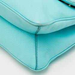 Pre Owned حقيبة دولتشي أند غابانا مس سيسيلي كبيرة يد علوية جلد أزرق أكوا