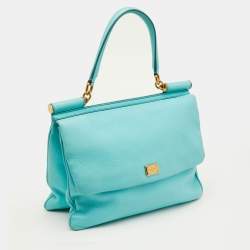 Pre Owned حقيبة دولتشي أند غابانا مس سيسيلي كبيرة يد علوية جلد أزرق أكوا