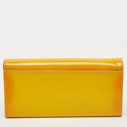 مملوكة مسبقًا Dolce & Gabbana Yellow Patent Leather Flap Continental Wallet