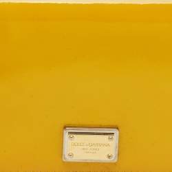 مملوكة مسبقًا Dolce & Gabbana Yellow Patent Leather Flap Continental Wallet