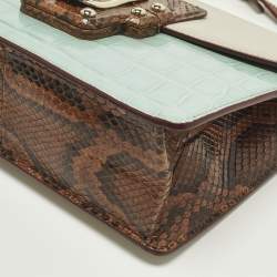 مملوكة مسبقًا حقيبة كتف دولتشي أند غابانا لوسيا جلد ثعبان وجلد تمساح متعدد الألوان 