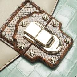 مملوكة مسبقًا حقيبة كتف دولتشي أند غابانا لوسيا جلد ثعبان وجلد تمساح متعدد الألوان 