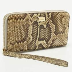 Pre Owned محفظة معصم دولشي أند غابانا كونتينينتال بايثون كريم/أسود