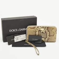 Pre Owned محفظة معصم دولشي أند غابانا كونتينينتال بايثون كريم/أسود
