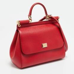 مملوكة مسبقًا Dolce & Gabbana Miss Sicily Medium Red Leather Top Handle Bag