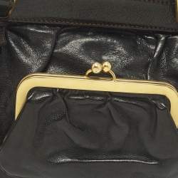 مملوكة مسبقًا حقيبة إطار جلد أسود بجيب قفل دولتشي أند غابانا