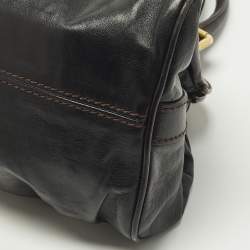 مملوكة مسبقًا حقيبة إطار جلد أسود بجيب قفل دولتشي أند غابانا