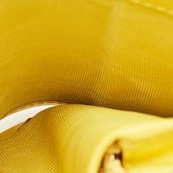 Pre Owned Dolce & Gabbana Yellow Majolica Print Patent and Leather Flap Card Case