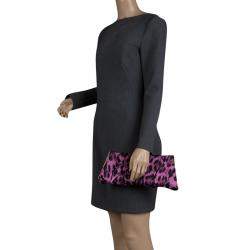 مملوكة مسبقًا Dolce & Gabbana Purple Leopard Print Satin Miss Lady Clutch