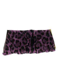 مملوكة مسبقًا Dolce & Gabbana Purple Leopard Print Satin Miss Lady Clutch