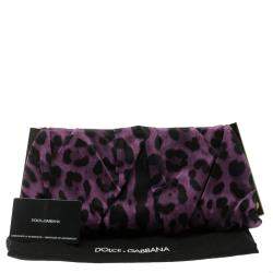 مملوكة مسبقًا Dolce & Gabbana Purple Leopard Print Satin Miss Lady Clutch