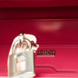 Pre Owned Dolce & Gabbana Dolce Box Pink/White Floral Embellished Leather Top Handle Bag