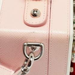 Pre Owned Dolce & Gabbana Dolce Box Pink/White Floral Embellished Leather Top Handle Bag