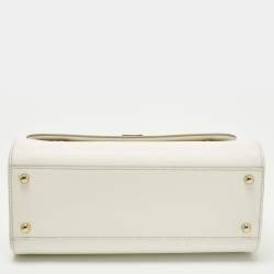 Pre Owned Dolce & Gabbana Miss Sicily Medium Off White Leather Top Handle Bag