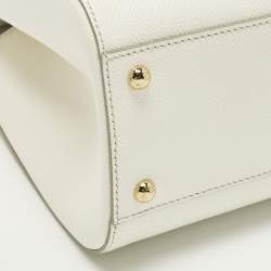 Pre Owned Dolce & Gabbana Miss Sicily Medium Off White Leather Top Handle Bag