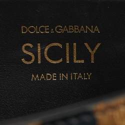 Pre Owned Dolce & Gabbana Miss Sicily x Kim Small Brown Leopard Print Patent Leather Top Handle Bag