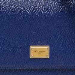 مملوكة مسبقًا حقيبة دولتشي أند غابانا ميس سيسيلي جلد أزرق متوسطة بيد علوية