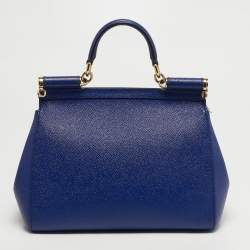مملوكة مسبقًا حقيبة دولتشي أند غابانا ميس سيسيلي جلد أزرق متوسطة بيد علوية