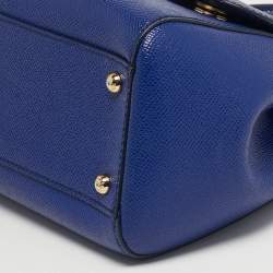 مملوكة مسبقًا حقيبة دولتشي أند غابانا ميس سيسيلي جلد أزرق متوسطة بيد علوية