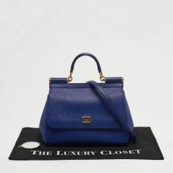 مملوكة مسبقًا حقيبة دولتشي أند غابانا ميس سيسيلي جلد أزرق متوسطة بيد علوية