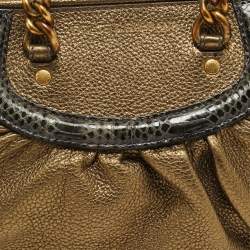 مملوكة مسبقًا Dolce & Gabbana Gold Leather and Python Trims Chain Satchel