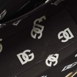 Pre Owned Dolce & Gabbana DG Embossed Logo Small Black Leather Tote