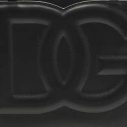Pre Owned Dolce & Gabbana DG Embossed Logo Small Black Leather Tote