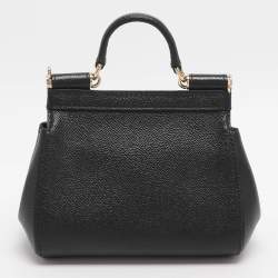 Pre Owned حقيبة دولتشي أند غابانا ميس سيسلي جلد سوداء بيد علوية صغيرة