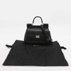 Pre Owned حقيبة دولتشي أند غابانا ميس سيسلي جلد سوداء بيد علوية صغيرة
