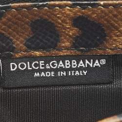 Pre Owned Dolce & Gabbana Brown/Black Leopard Print Coated Canvas Card Holder