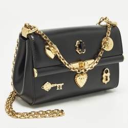 Pre Owned Dolce & Gabbana Marlene City Mini Black Leather Shoulder Bag