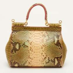 مملوكة مسبقًا Dolce & Gabbana Miss Sicily Multicolor Crocodile and Python Top Handle Bag