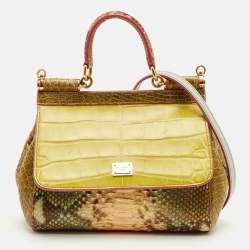 مملوكة مسبقًا Dolce & Gabbana Miss Sicily Multicolor Crocodile and Python Top Handle Bag