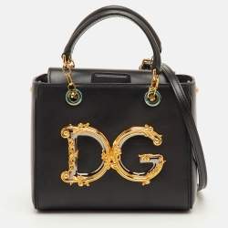 Pre Owned Dolce & Gabbana DG Girls Black Leather Tote