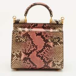 Pre Owned حقيبة دولتشي أند غابانا يد علوية سيسيلي 58 بايثون وردي/بيج