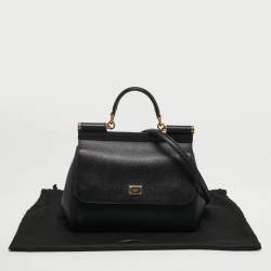 Pre Owned حقيبة دولتشي أند غابانا ميس سيسيلي جلد أسود يد علوية متوسطة