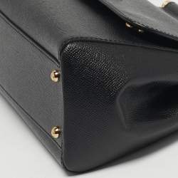 Pre Owned حقيبة دولتشي أند غابانا ميس سيسيلي جلد أسود يد علوية متوسطة