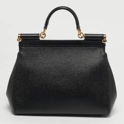 Pre Owned حقيبة دولتشي أند غابانا ميس سيسيلي جلد أسود يد علوية متوسطة