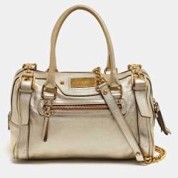 Pre Owned Dolce & Gabbana Miss Easy Way Gold Leather Satchel