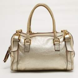 Pre Owned Dolce & Gabbana Miss Easy Way Gold Leather Satchel