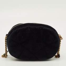 Pre Owned حقيبة كتف دولتشي أند غابانا ديفوشن سوداء فيلفت مبطن للكاميرا