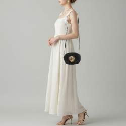 Pre Owned حقيبة كتف دولتشي أند غابانا ديفوشن سوداء فيلفت مبطن للكاميرا